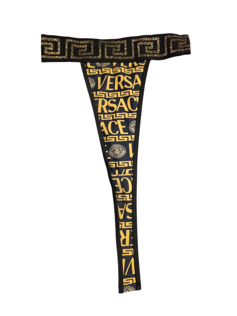 NWT Versace Black & Gold Greca Logo Bikini Thong Set Size XL - Picture 13 of 16